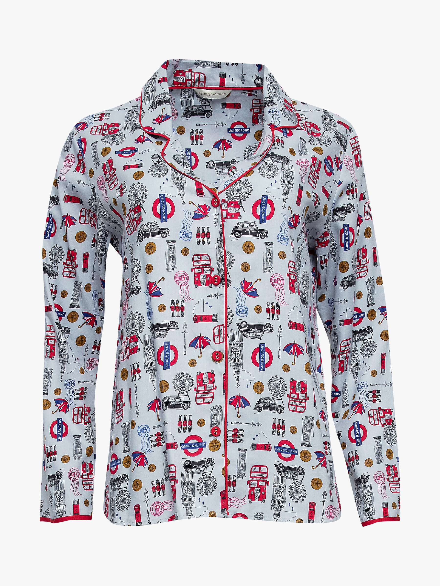 Buy Cyberjammies Windsor Print Jubilee Pyjama Top, Grey Online at johnlewis.com
