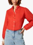Mint Velvet Linen Balloon Sleeve Shirt, Red