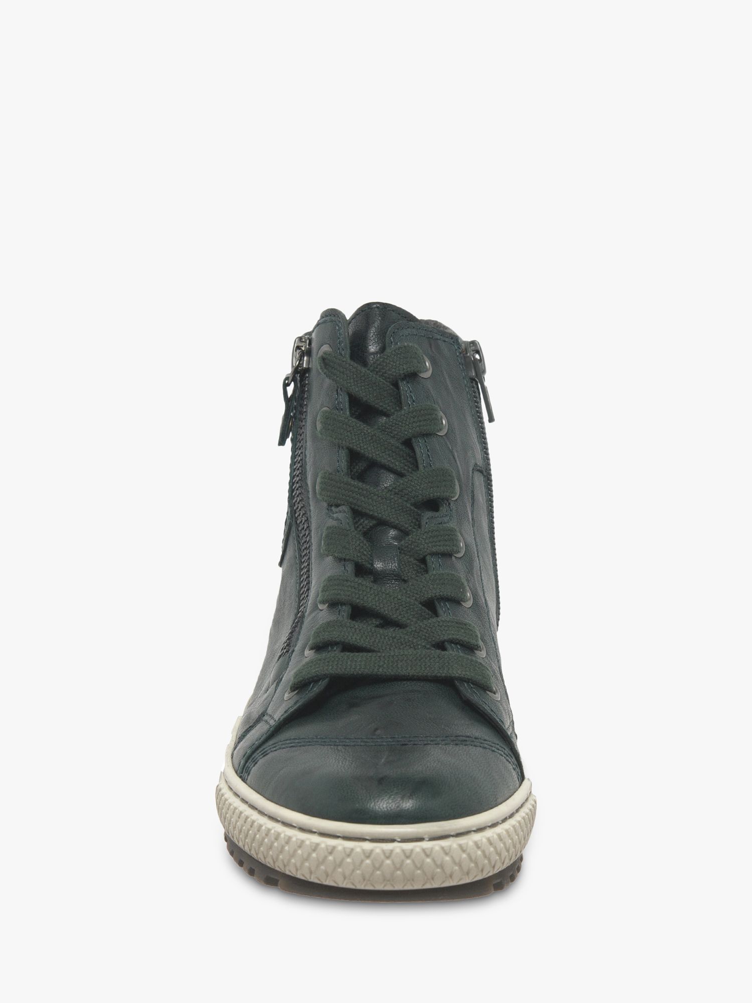 Gabor Bulner Leather Hi-Top Trainers, Green Tanne at John Lewis & Partners