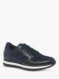 Gabor Willett Wide Fit Contrast Leather Panel Trainers, Marine/Night Blue