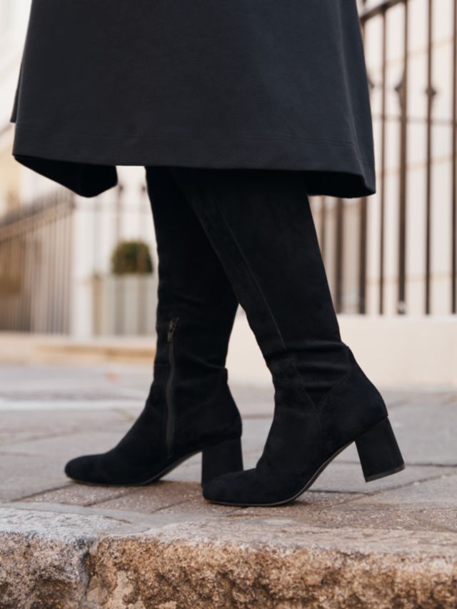 Black suede knee clearance high boots wide calf