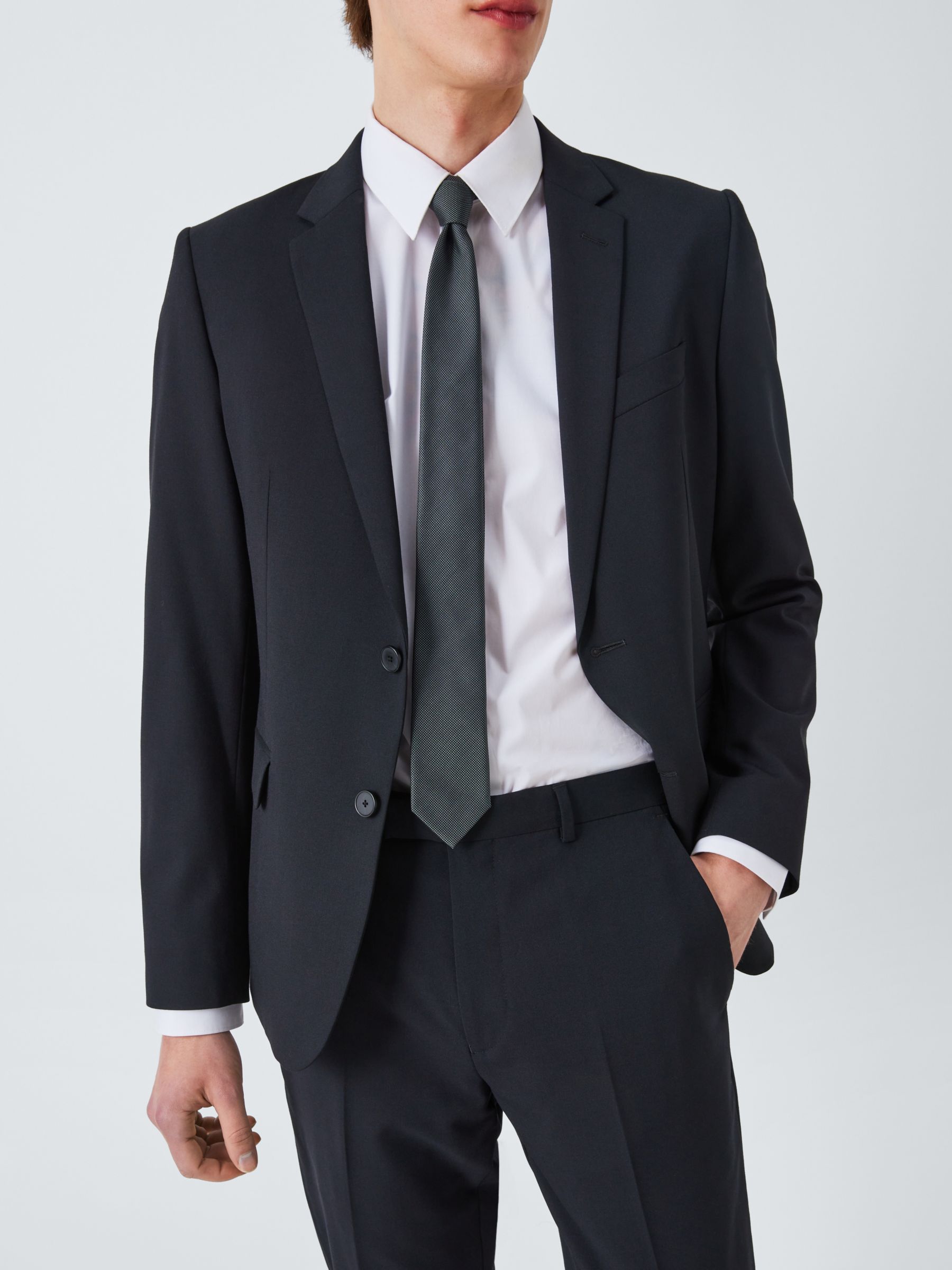 Kin Wool Blend Slim Fit Suit Trousers, Black at John Lewis & Partners