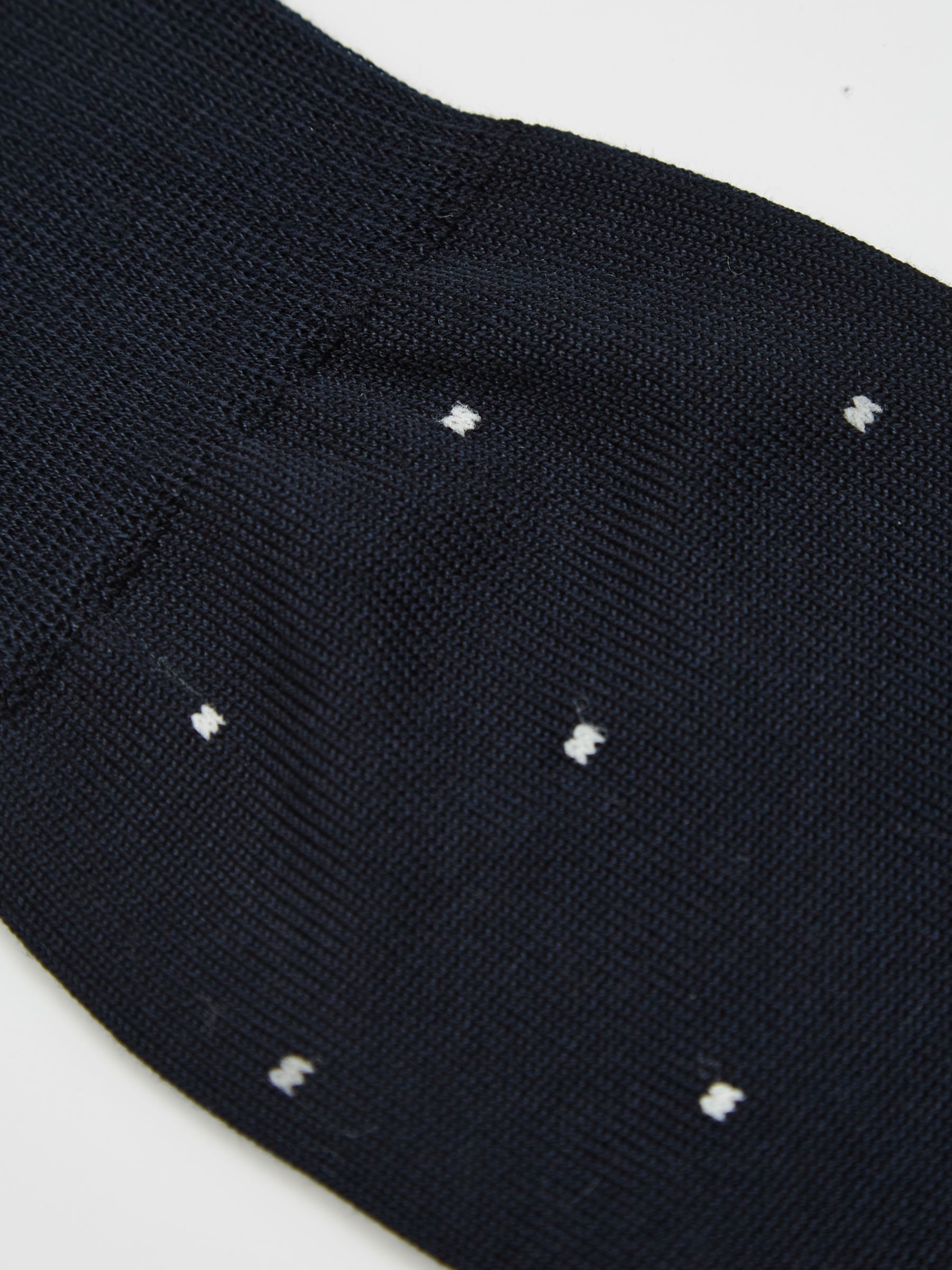 Reiss Mario Polka Dot Print Cotton Blend Socks, Navy, S-M