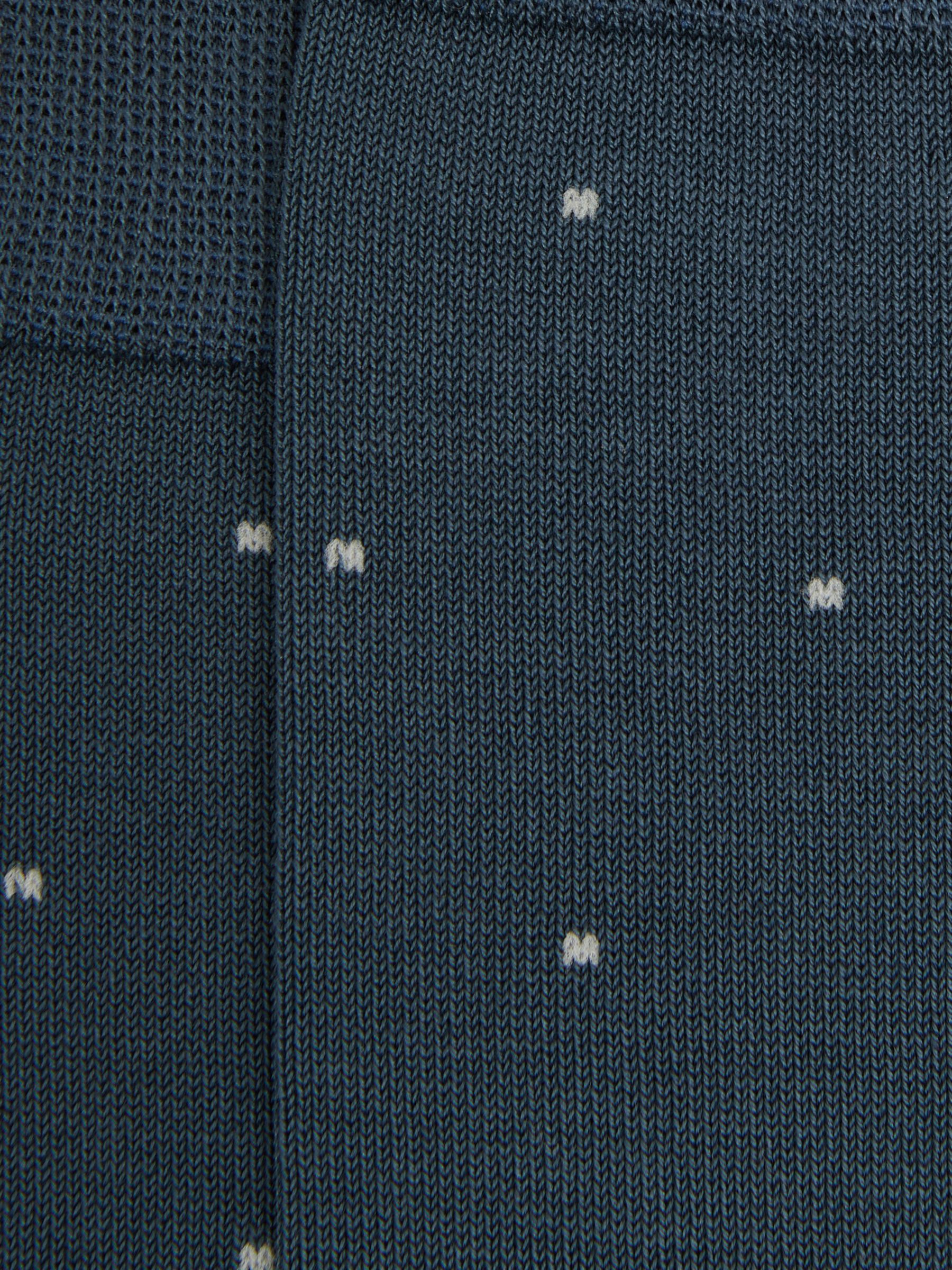 Reiss Mario Polka Dot Print Cotton Blend Socks, Airforce Blue, S-M