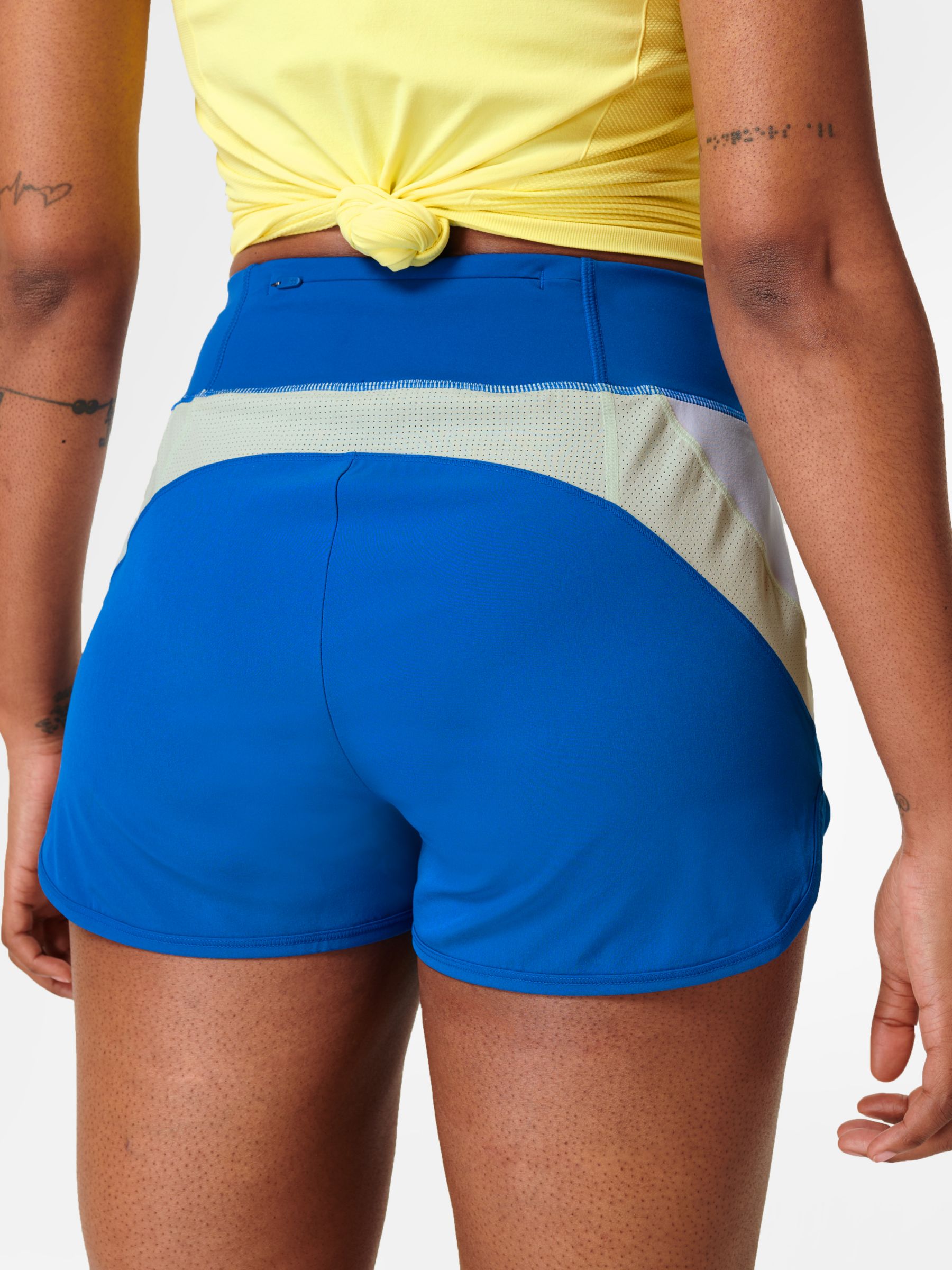 Sweaty Betty Track Run Shorts, Oxford Blue at John Lewis & Partners