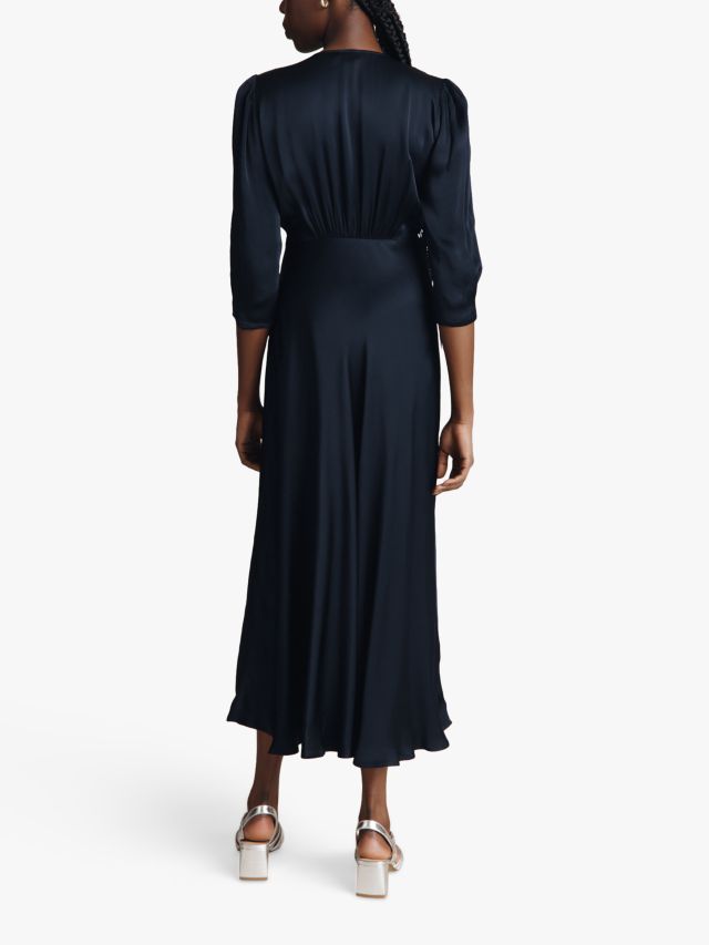 Ghost Madison Satin Maxi Dress, Navy, XXS