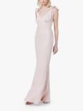 Maids to Measure Celeste Satin V-Neck Maxi Dress, Blush Pink