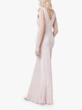 Maids to Measure Celeste Satin V-Neck Maxi Dress, Blush Pink