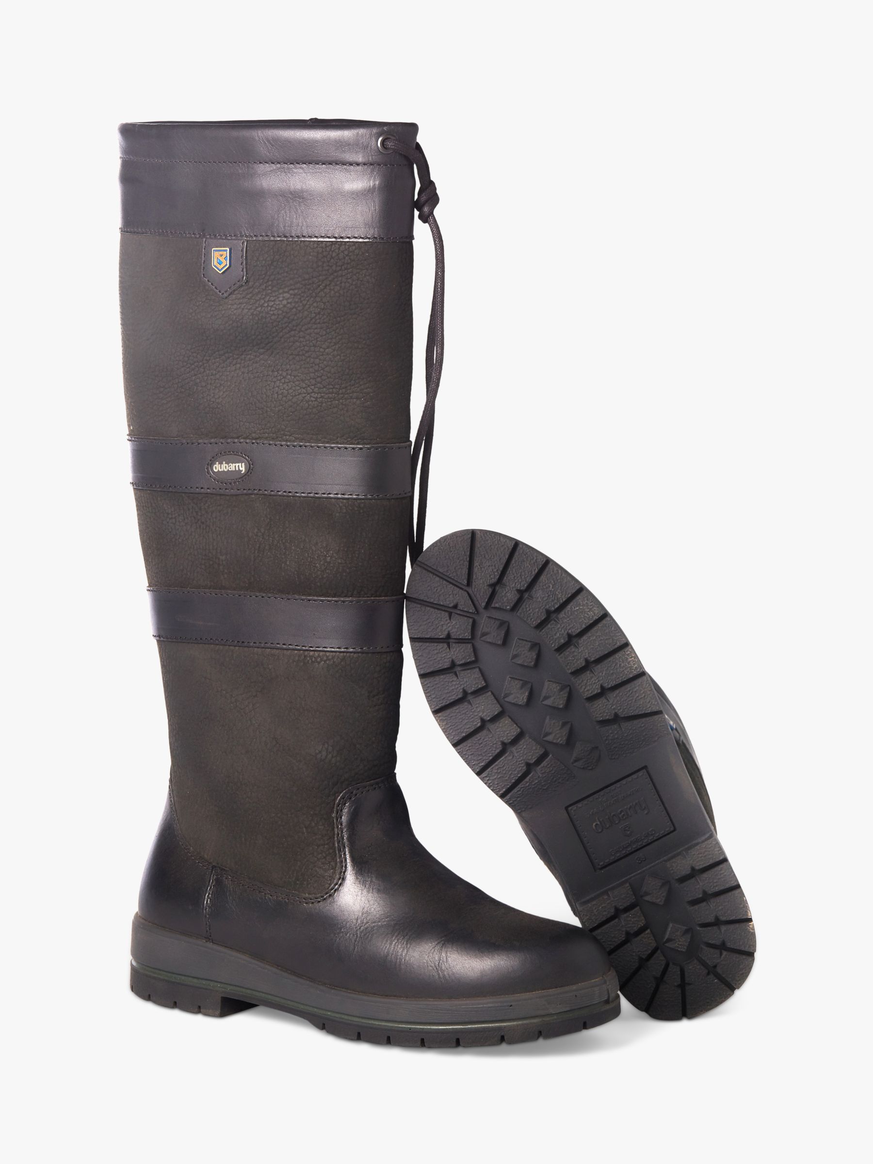 Dubarry Galway Leather Knee Boots, Black at Lewis & Partners