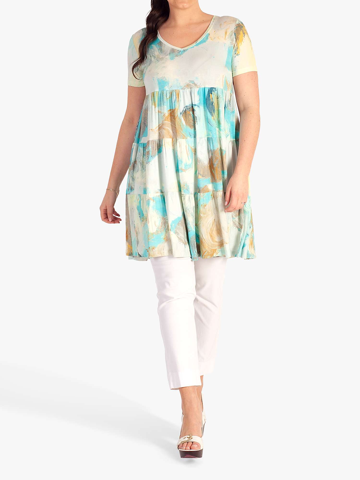 Buy chesca Abstract Print Tiered Mini Dress, Pale Blue Online at johnlewis.com