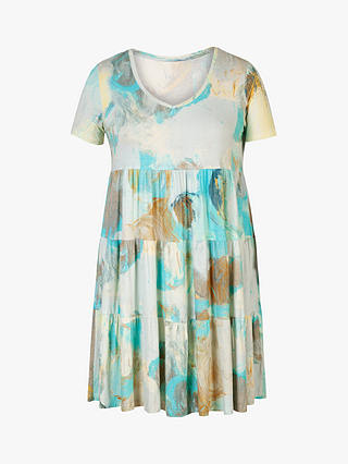chesca Abstract Print Tiered Mini Dress, Pale Blue