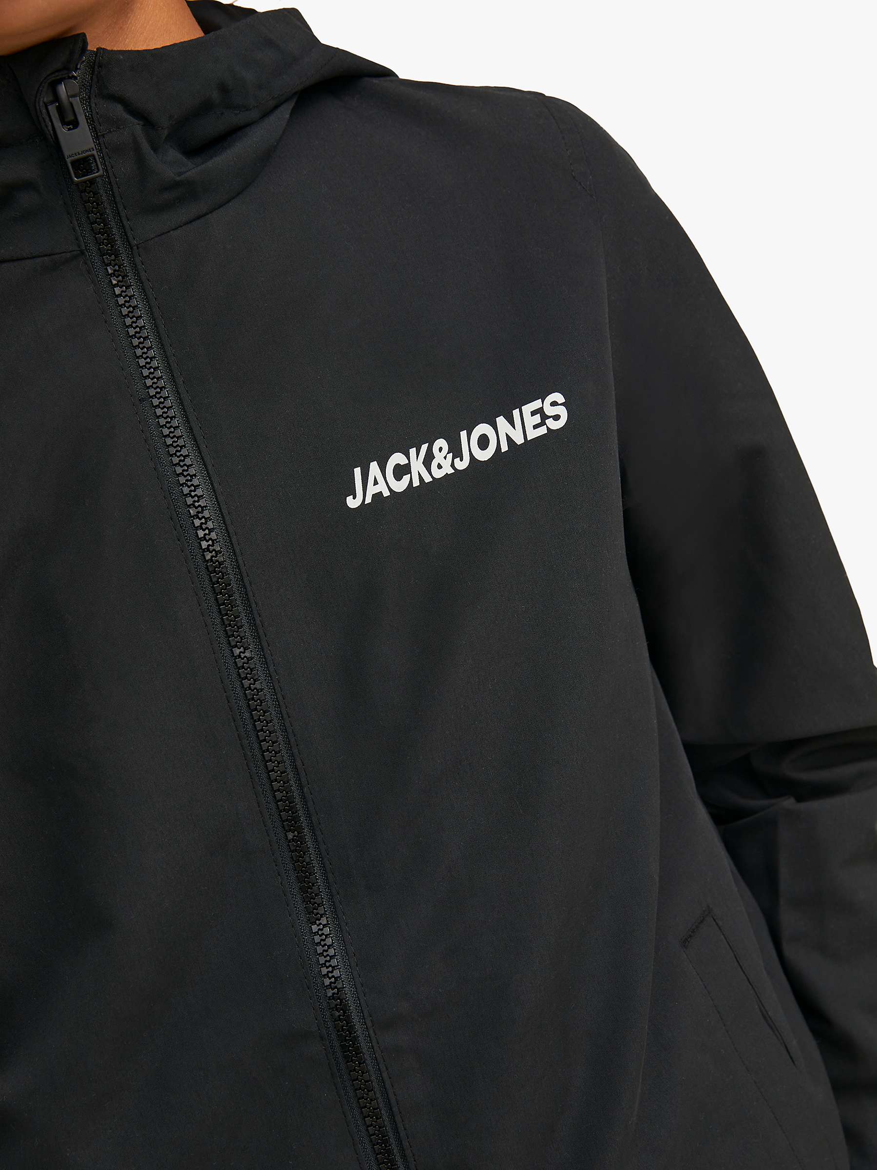 Buy Jack & Jones Junior Hood Bomber Jacket, Black Online at johnlewis.com