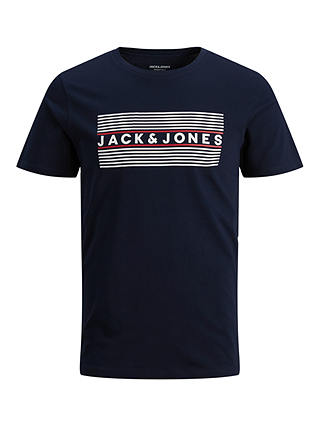 Jack & Jones Junior Stripe Logo T-Shirt, Navy