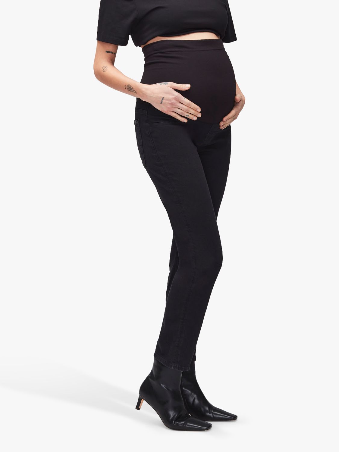 7 For All Mankind Straight Cut Maternity Jeans, Black, 26
