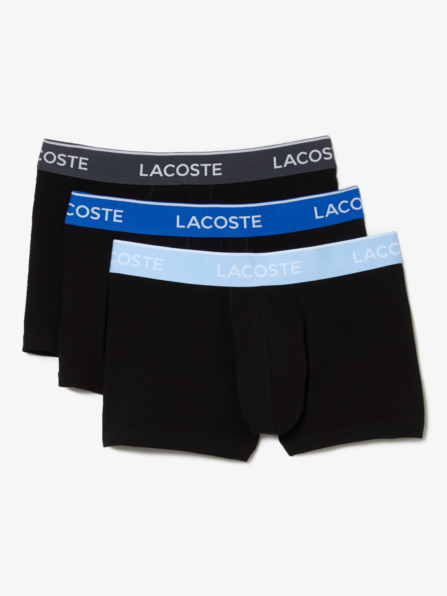 Lacoste Contrast Waistband Trunks, Pack of 3, Blue Multi, S