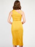 Little Mistress Satin Knot Detail Dress, Mustard