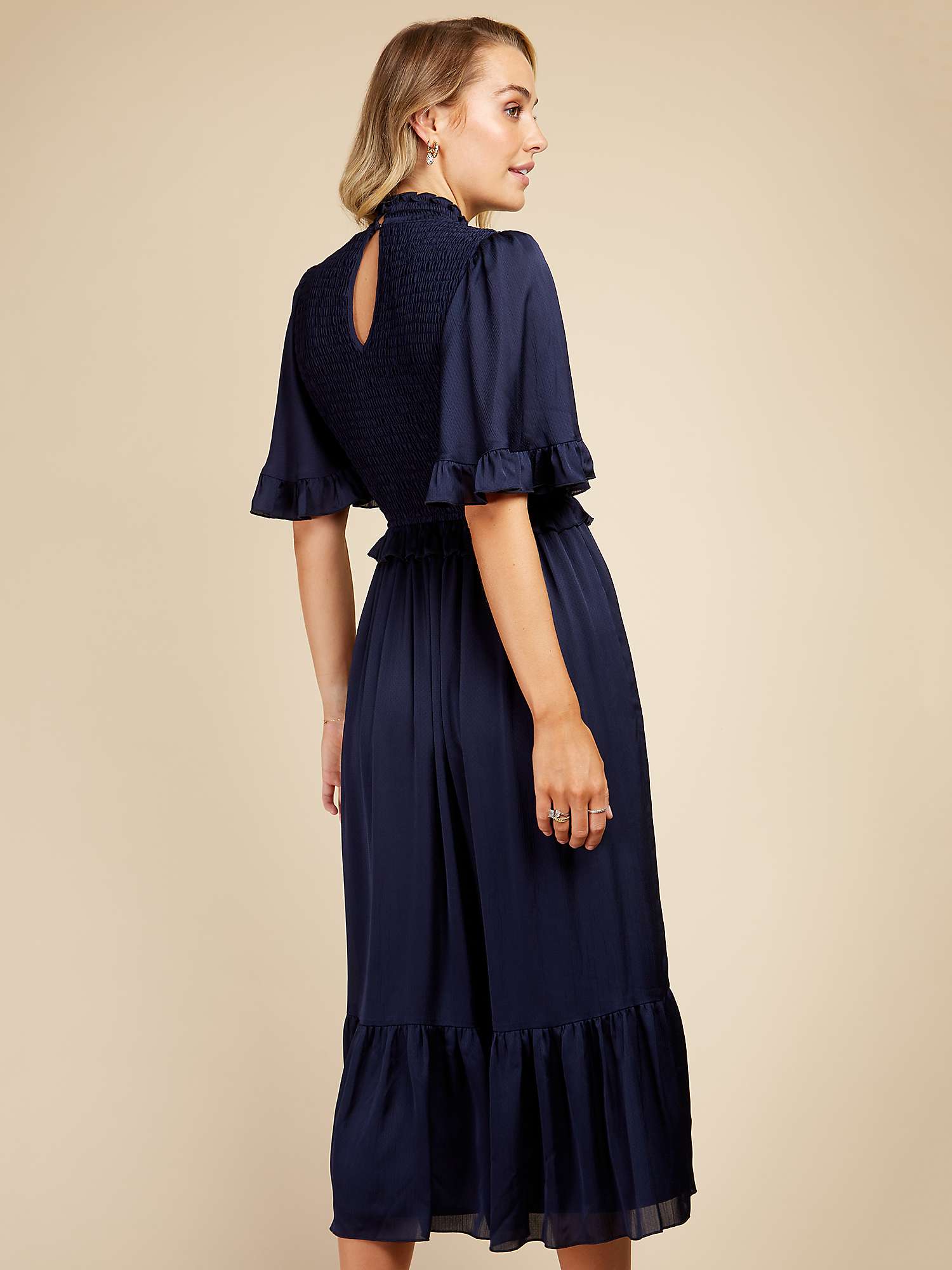 Buy Little Mistress Chiffon Tiered Midi Dress, Navy Online at johnlewis.com