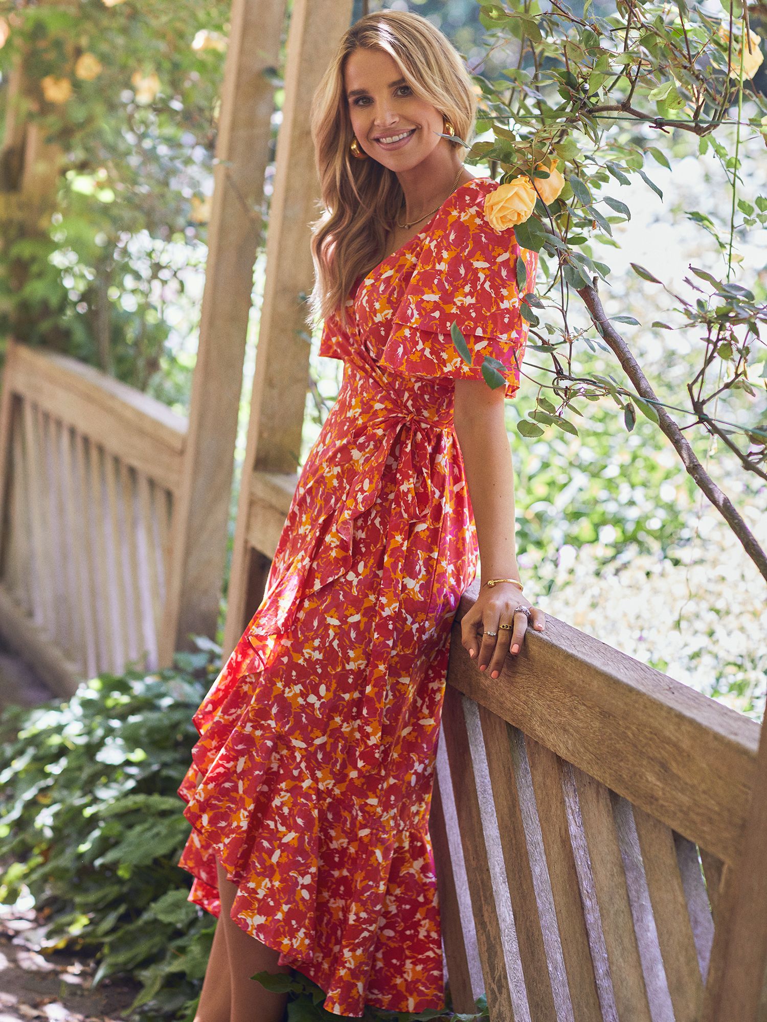 Buy Little Mistress by Vogue Williams Maxi Floral Wrap Dress, Red/Pink Online at johnlewis.com