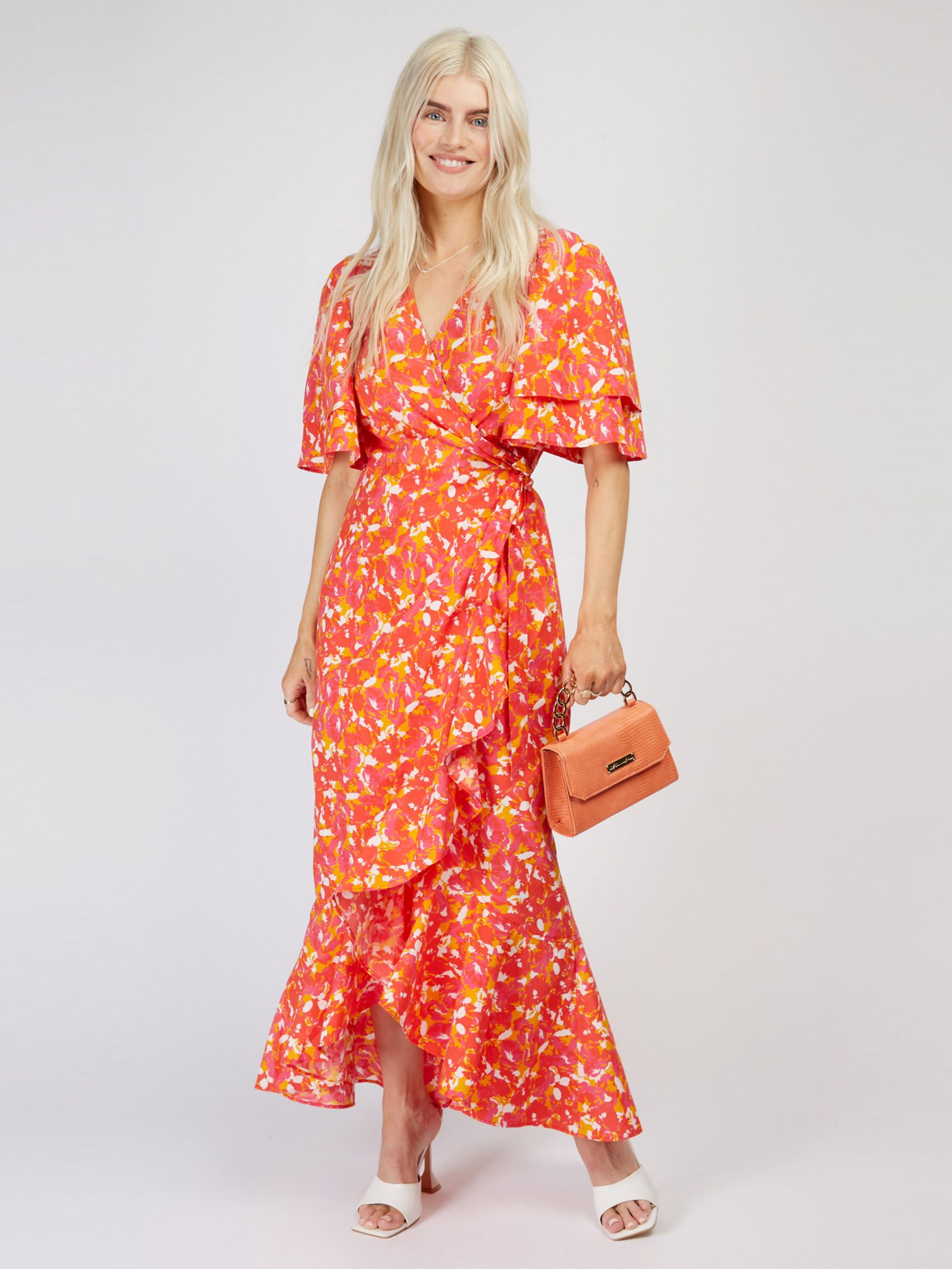 Buy Little Mistress by Vogue Williams Maxi Floral Wrap Dress, Red/Pink Online at johnlewis.com