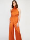 Little Mistress Satin Jacquard Wide Leg Jumpsuit, Copper