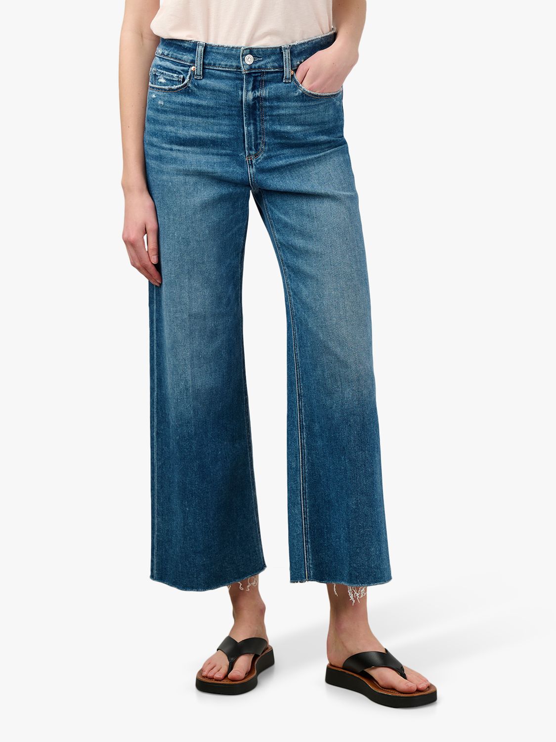 PAIGE Anessa Cropped Raw Hem Jeans, Rock Show Distress at John Lewis ...