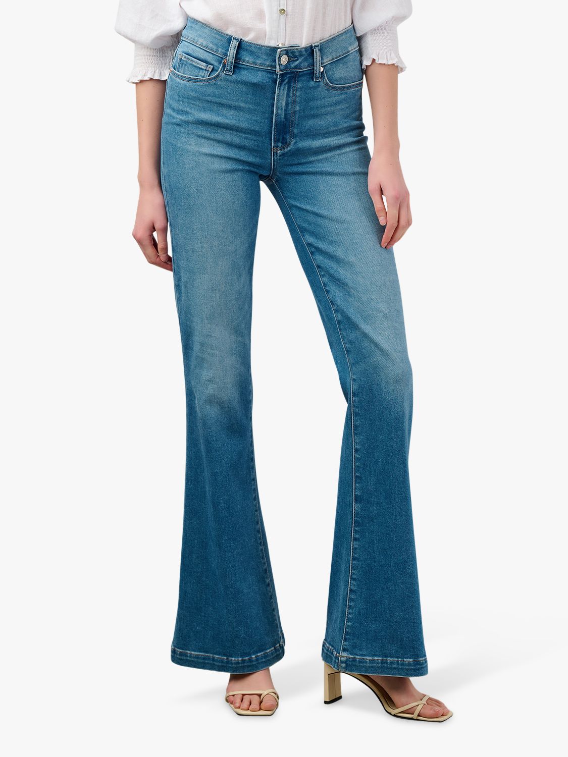 PAIGE Genevieve High Rise Flared Jeans, Golden Years at John Lewis ...