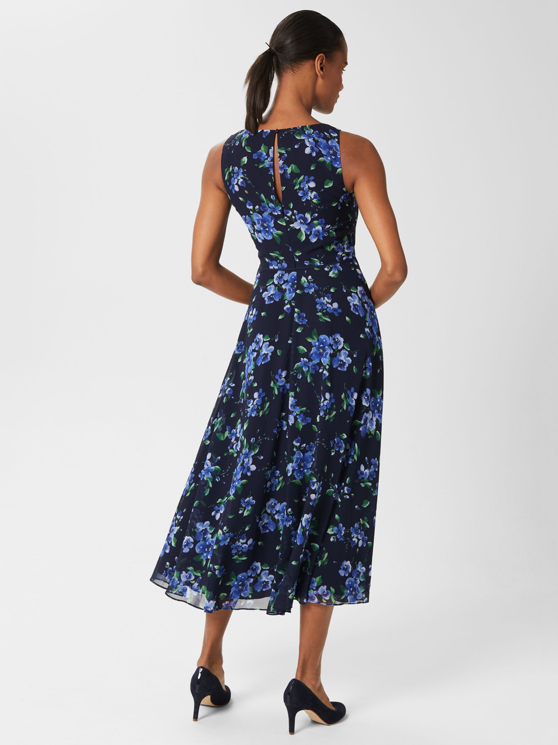 Hobbs Carly Floral Midi Dress, Navy/Multi at John Lewis & Partners