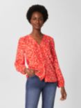 Hobbs Felicity Floral Print Blouse, Coral Red/Ivory