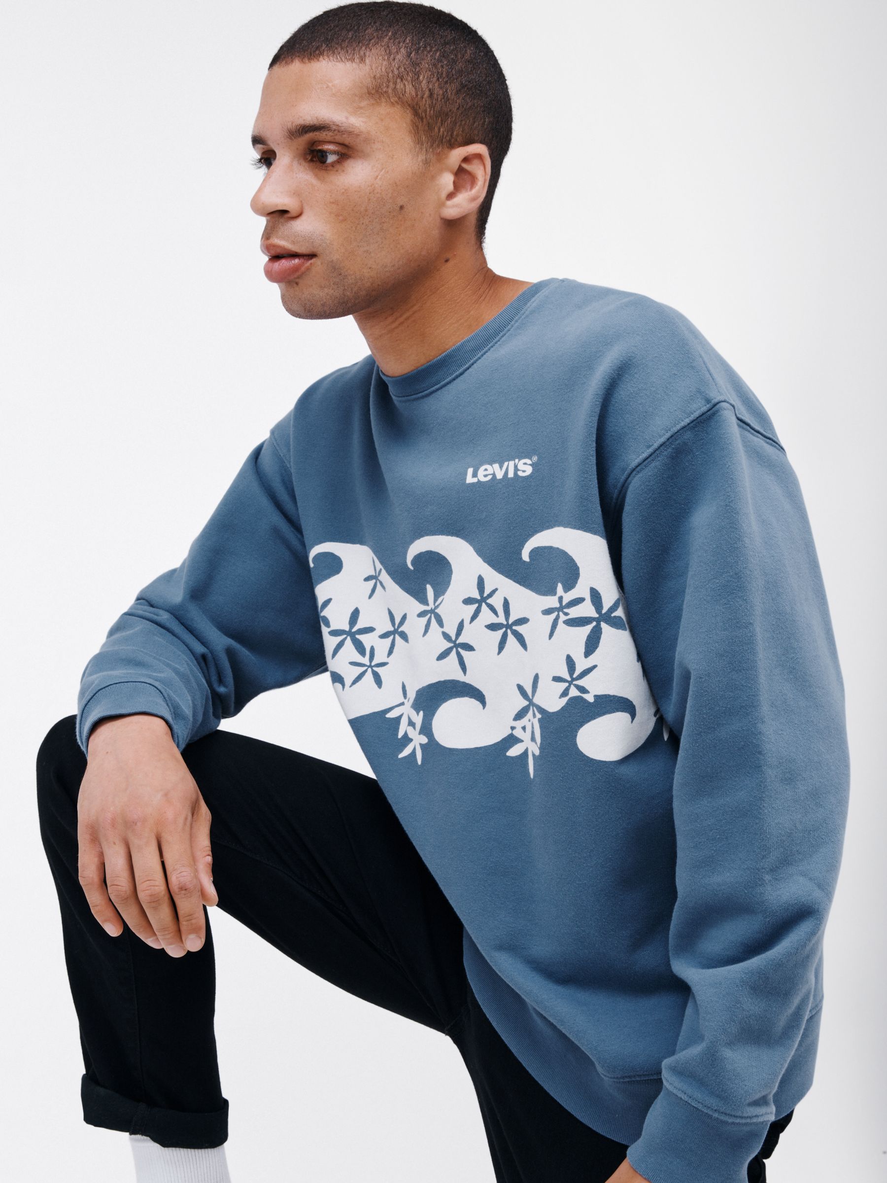 Levi's Wave Graphic Crew Neck Sweatshirt, Sunset Blue