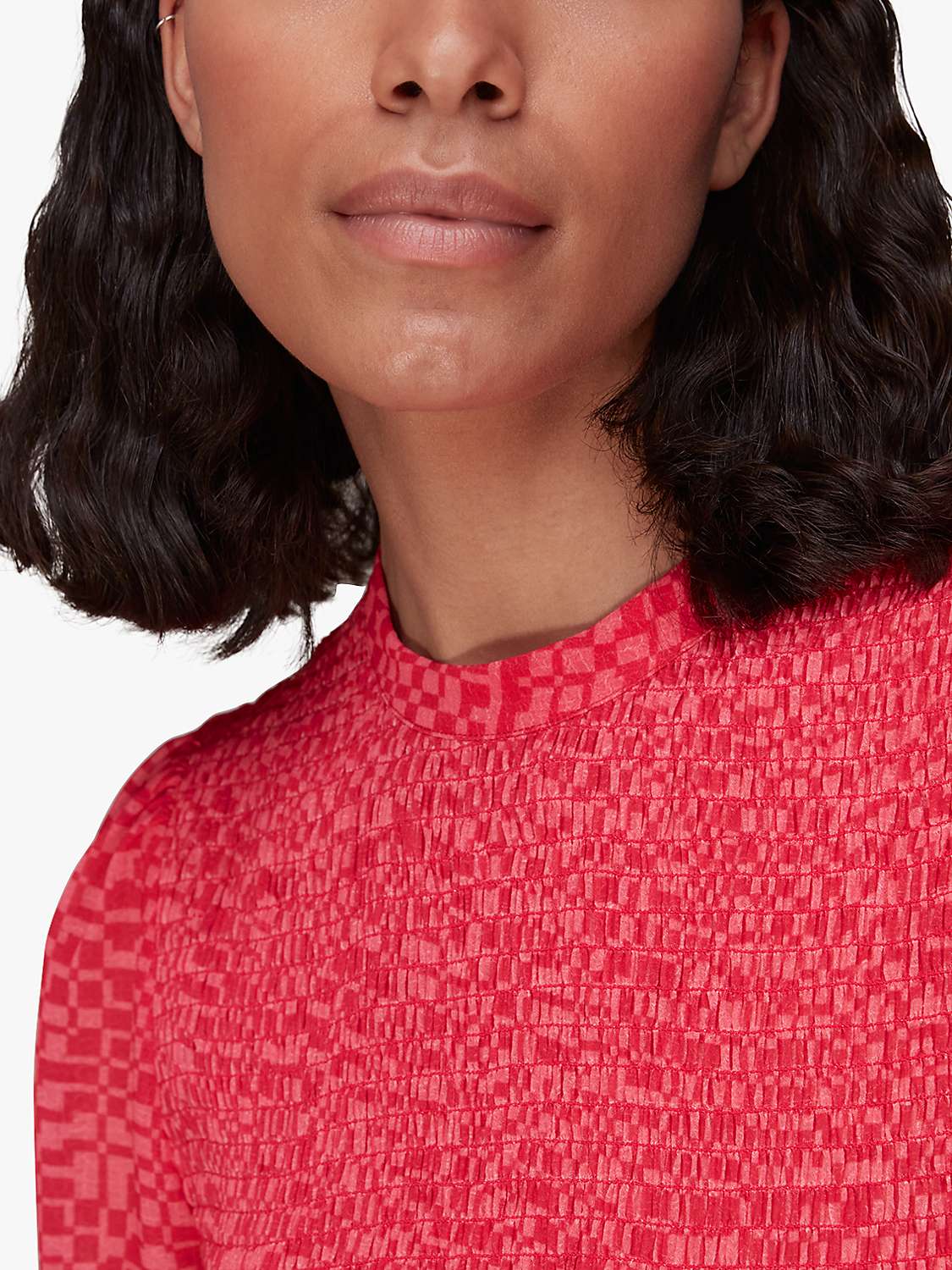 Buy Whistles Shirred Checkerboard Midi Dress, Pink/Multi Online at johnlewis.com