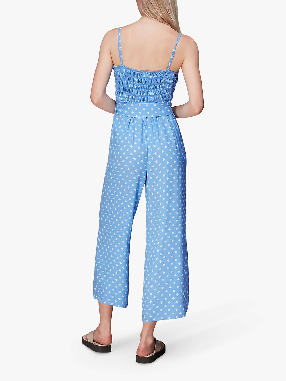 Buy Whistles Rounded Leaf Shirred Jumpsuit, Blue/Multi Online at johnlewis.com