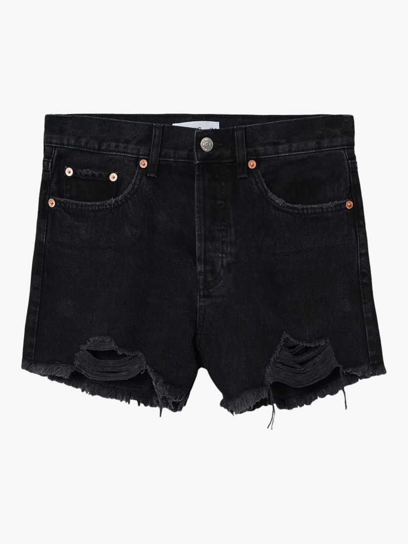 Mango Hailey Denim Shorts, Black at John Lewis & Partners