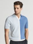 Reiss Marcus Colourblock Knitted Polo Shirt, Blue