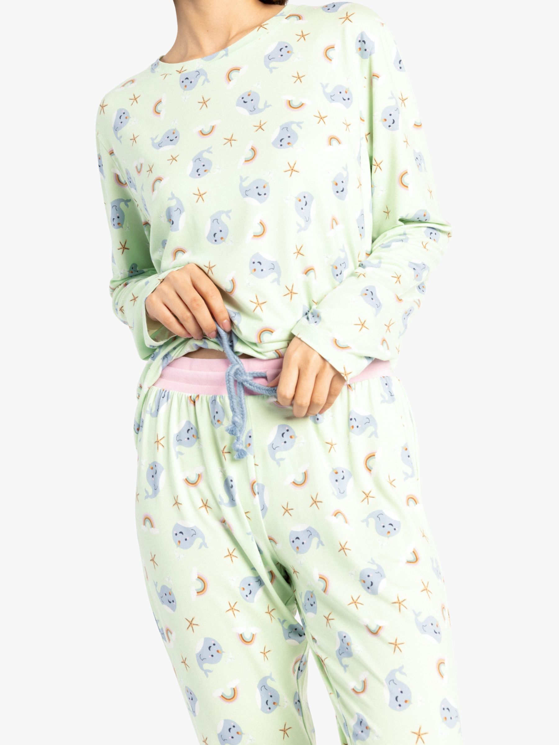 Chelsea Peers Whale Print Long Pyjamas Light Green at John Lewis