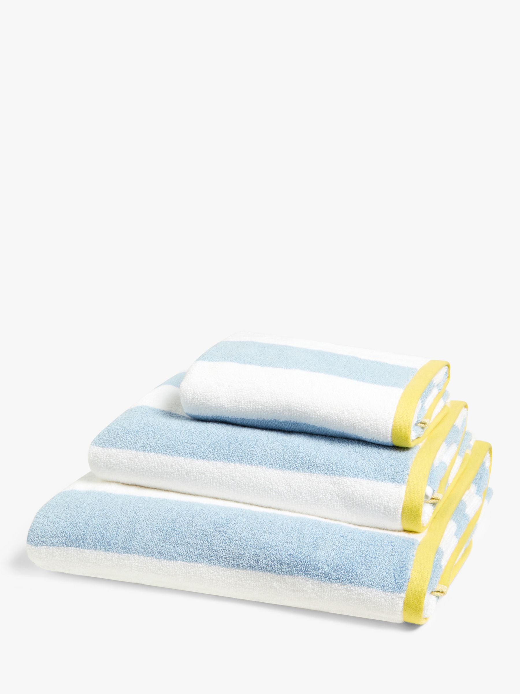 John Lewis ANYDAY Contrast Stripe Hand Towel, Sky Blue