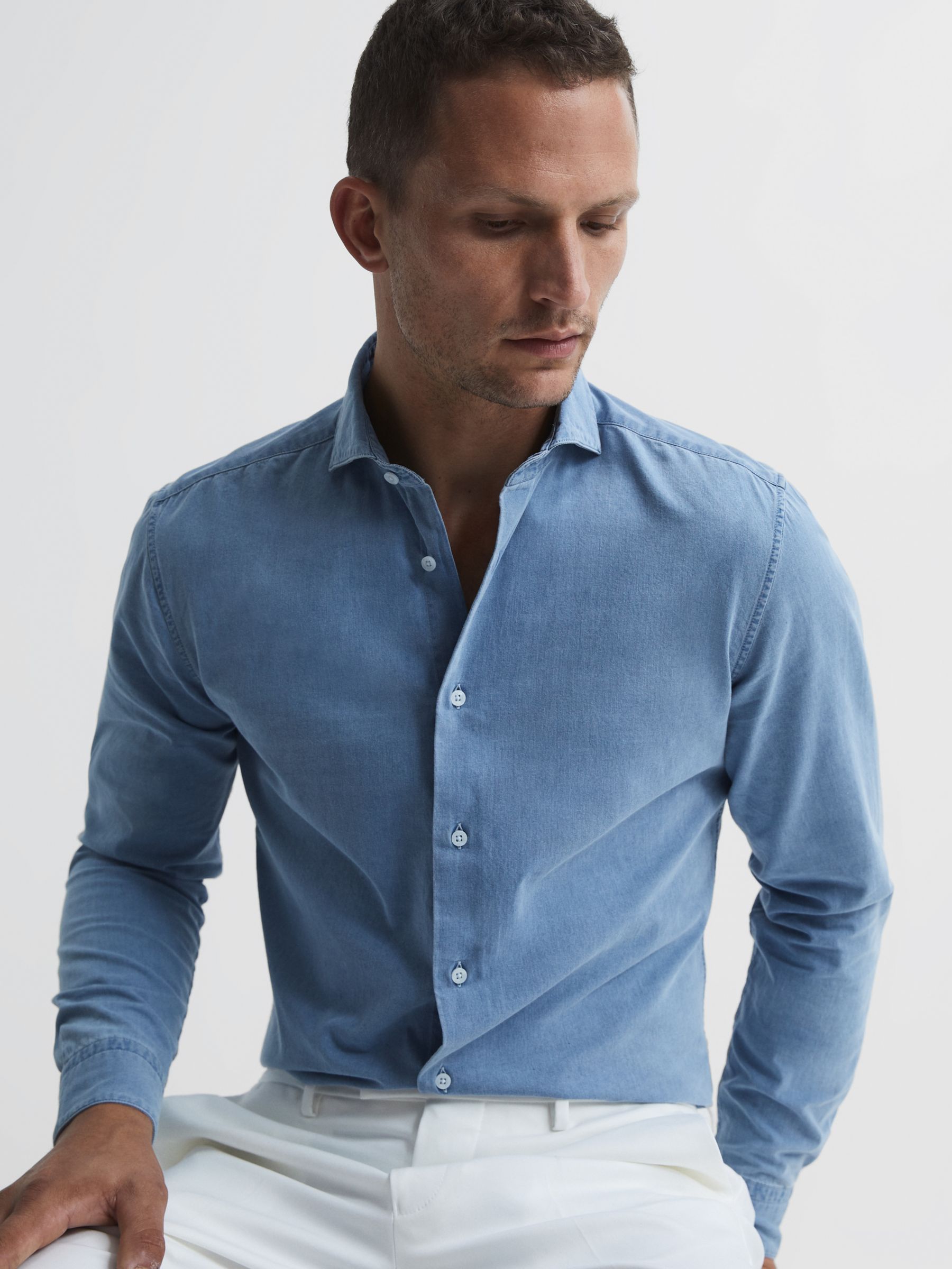 Reiss Draper Shirt, Blue at John Lewis & Partners