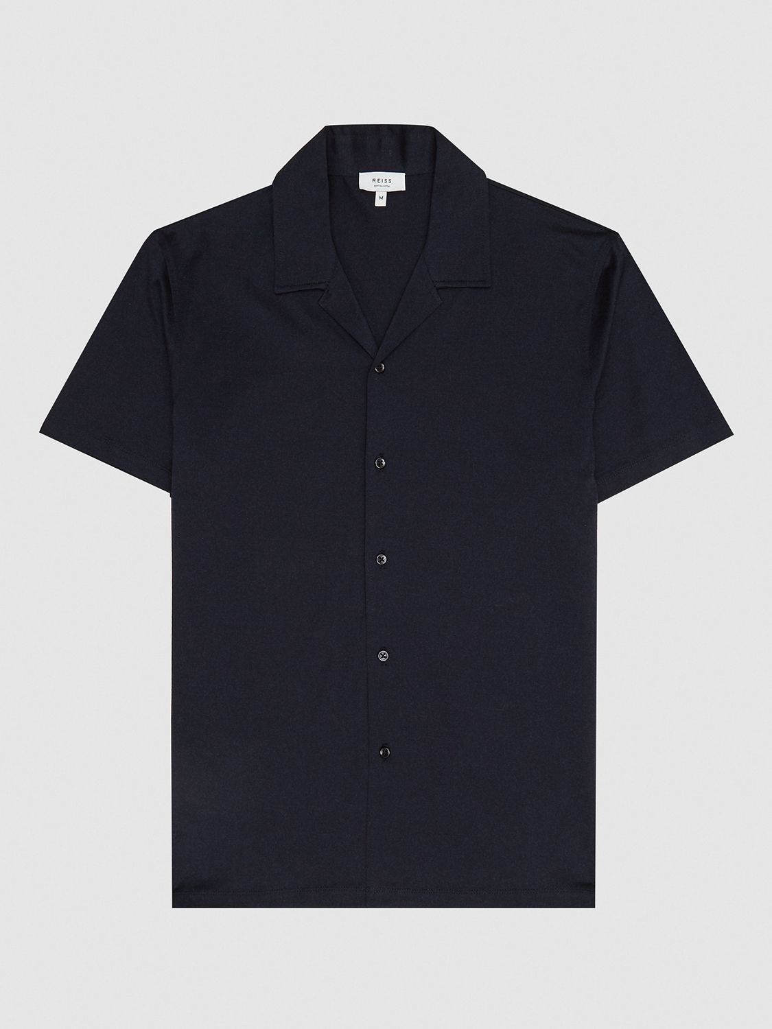 Reiss Caspa Cuban Collar Short Sleeve Shirt, Navy, XS