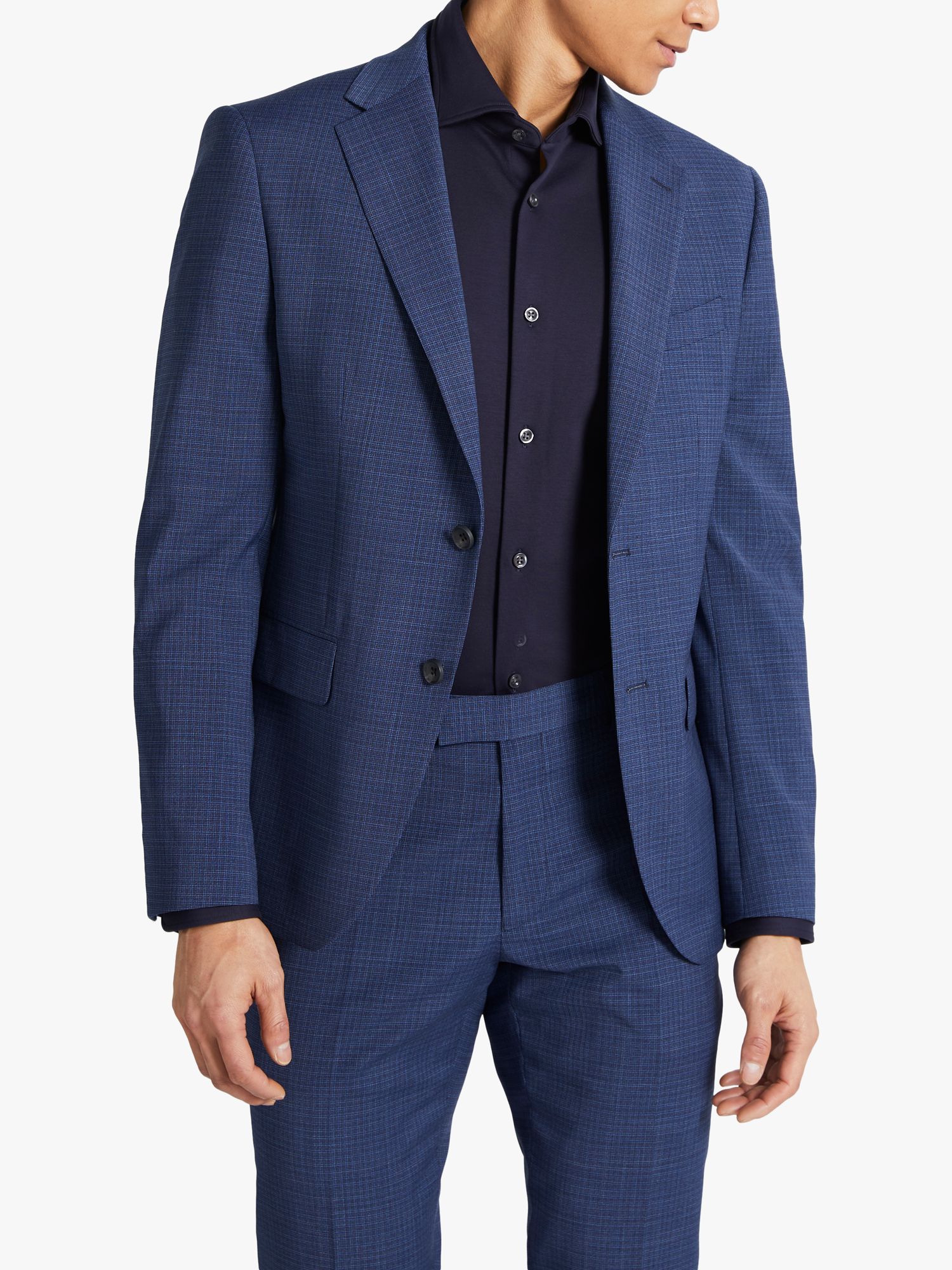 DKNY Slim Fit Check Suit Jacket, Blue at John Lewis & Partners