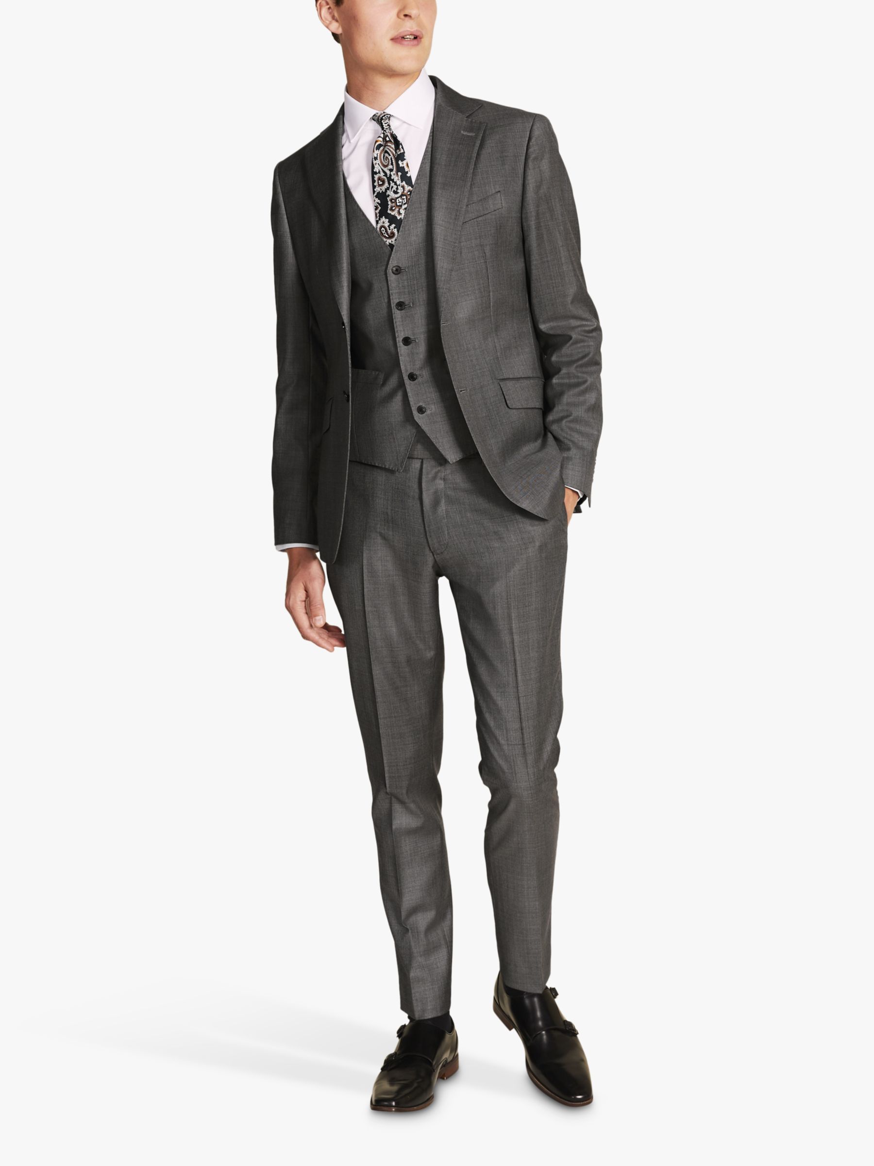 Moss x Reda Slim Fit Sharkskin Suit Jacket, Grey, 36S