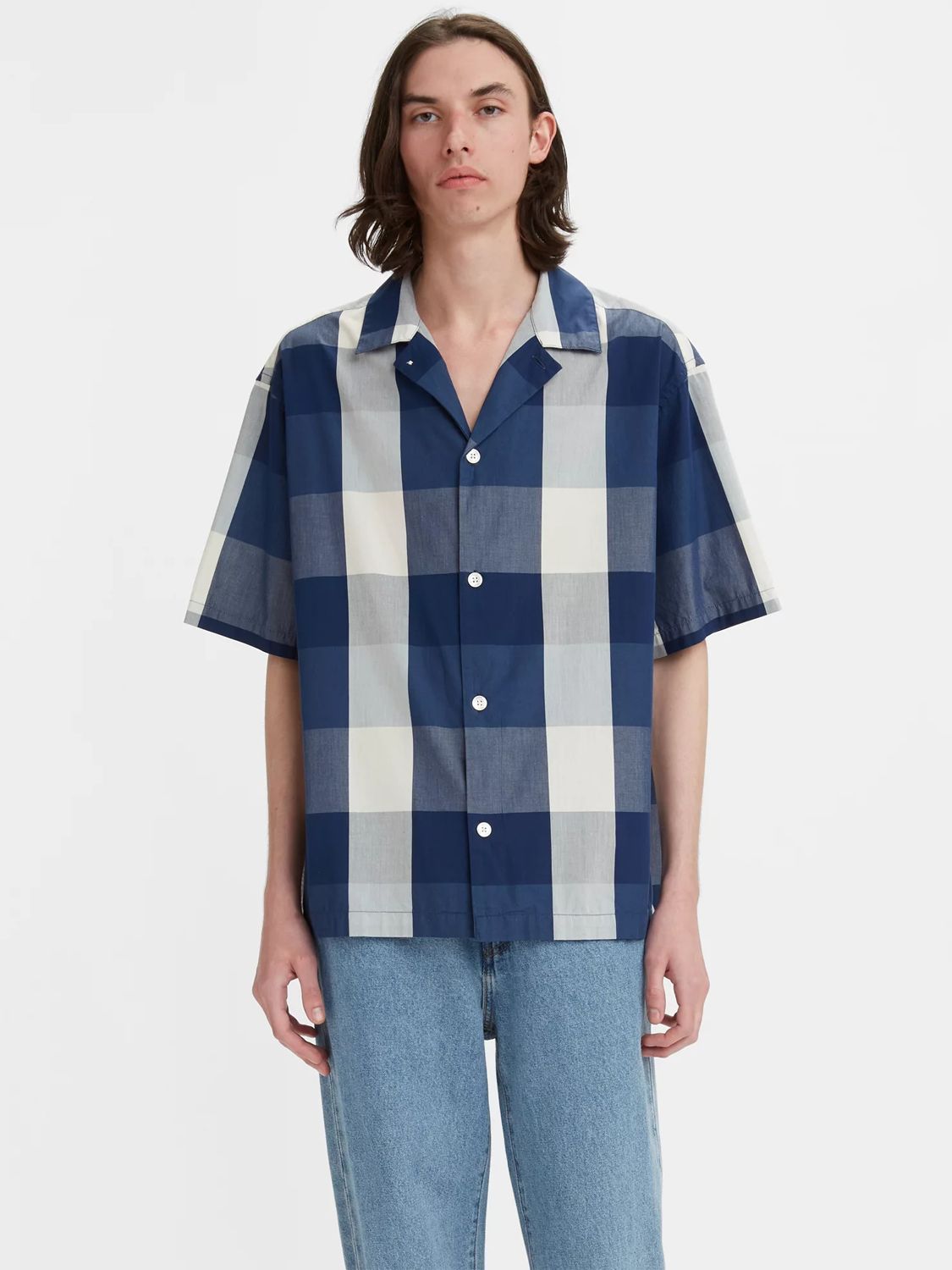 Levi's Slouchy Short Sleeve Check Shirt, Boruna Naval Academy