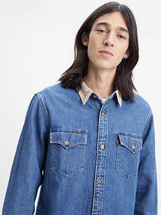 Levi's Relaxed Fit Western Shirt, Blue Stonewash at John Lewis & Partners