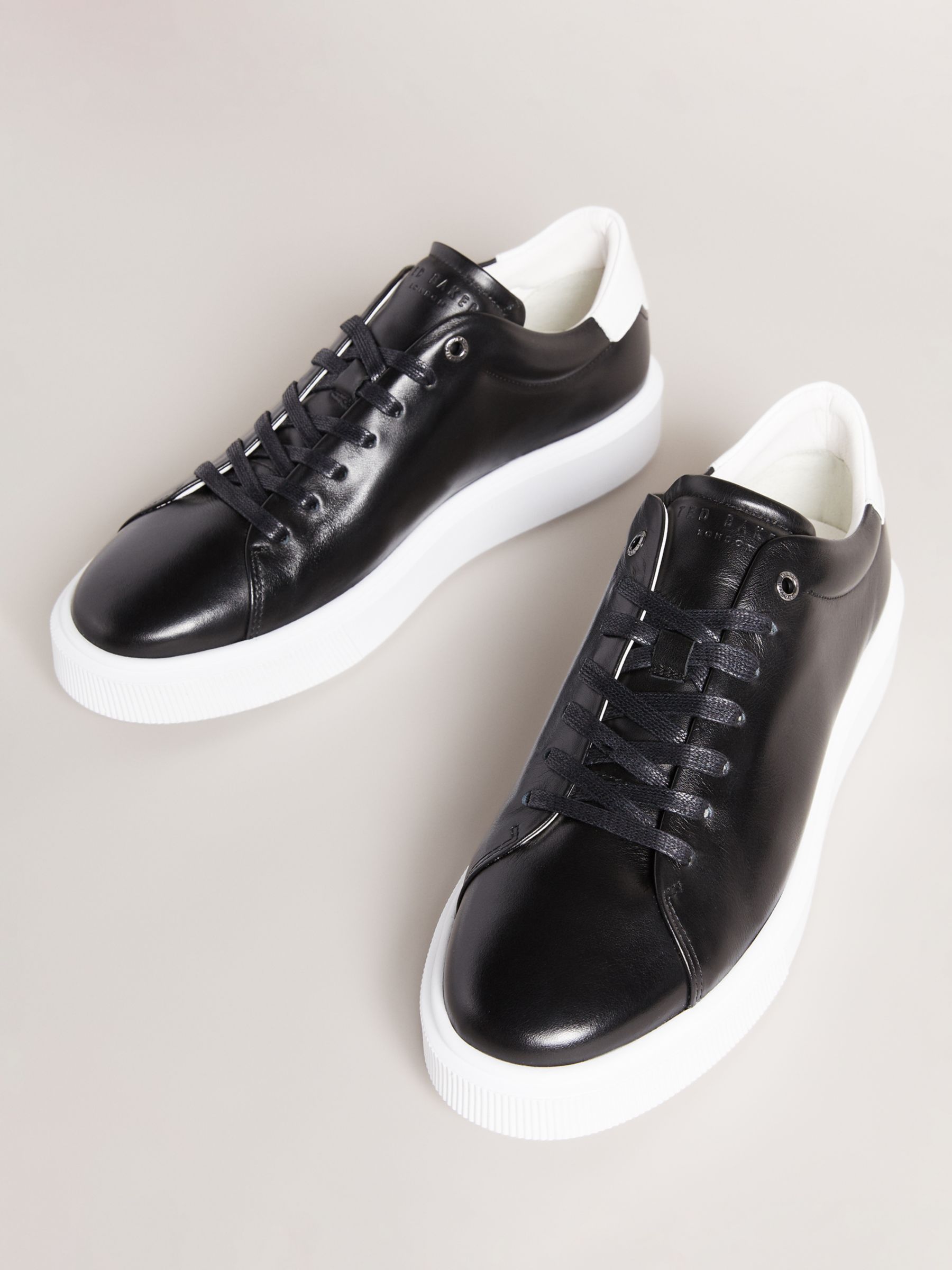 Ted Baker Breyon Leather Trainers, Black, 6