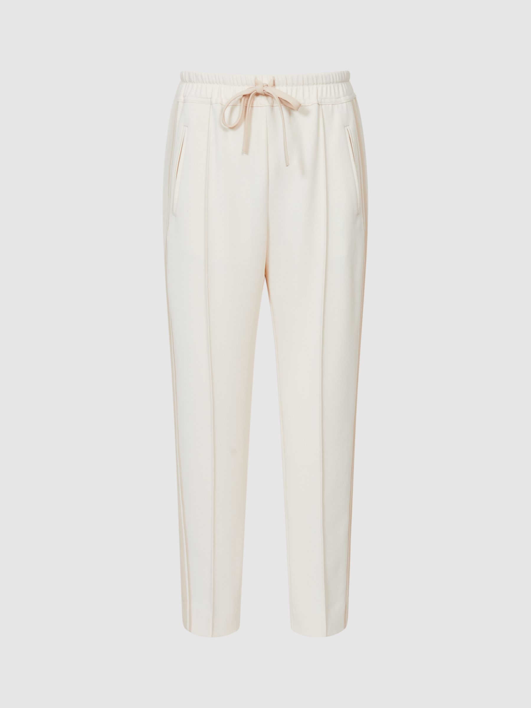 Reiss Side Stripe Tapered Trousers, Cream, 8