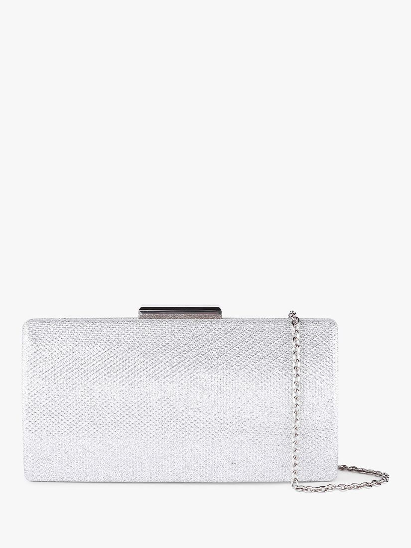 Paradox London Dionne Textured Box Clutch Bag, Silver, One Size