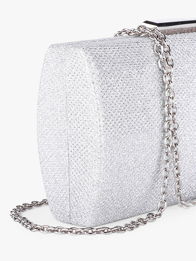 Paradox London Dionne Textured Box Clutch Bag, Silver