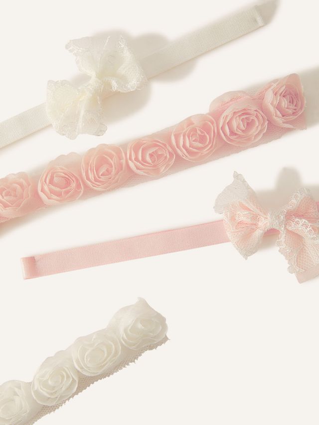 DesignB London 2-pack organza mini hair ribbons in pink