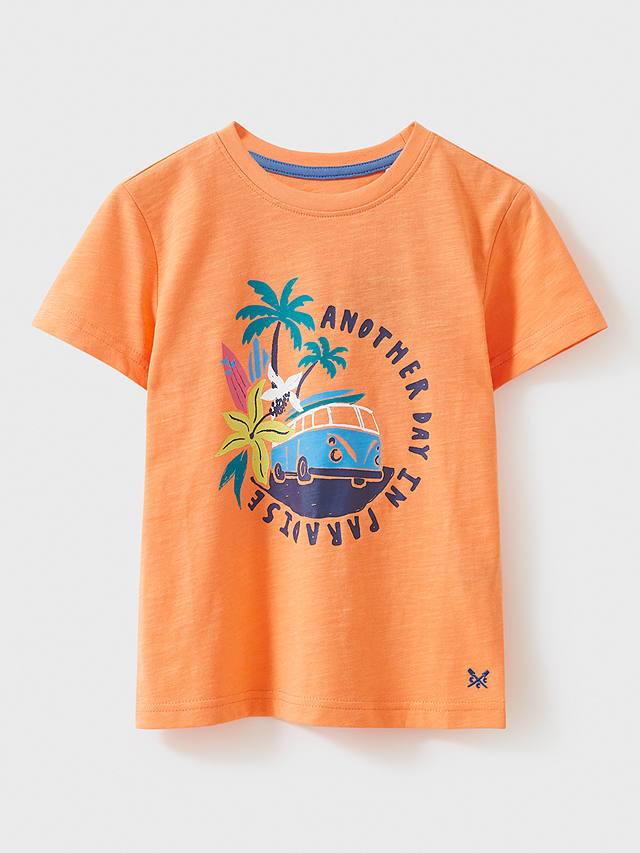 Crew Clothing Kids' Campervan Palm Print T-Shirt, Coral at John Lewis ...