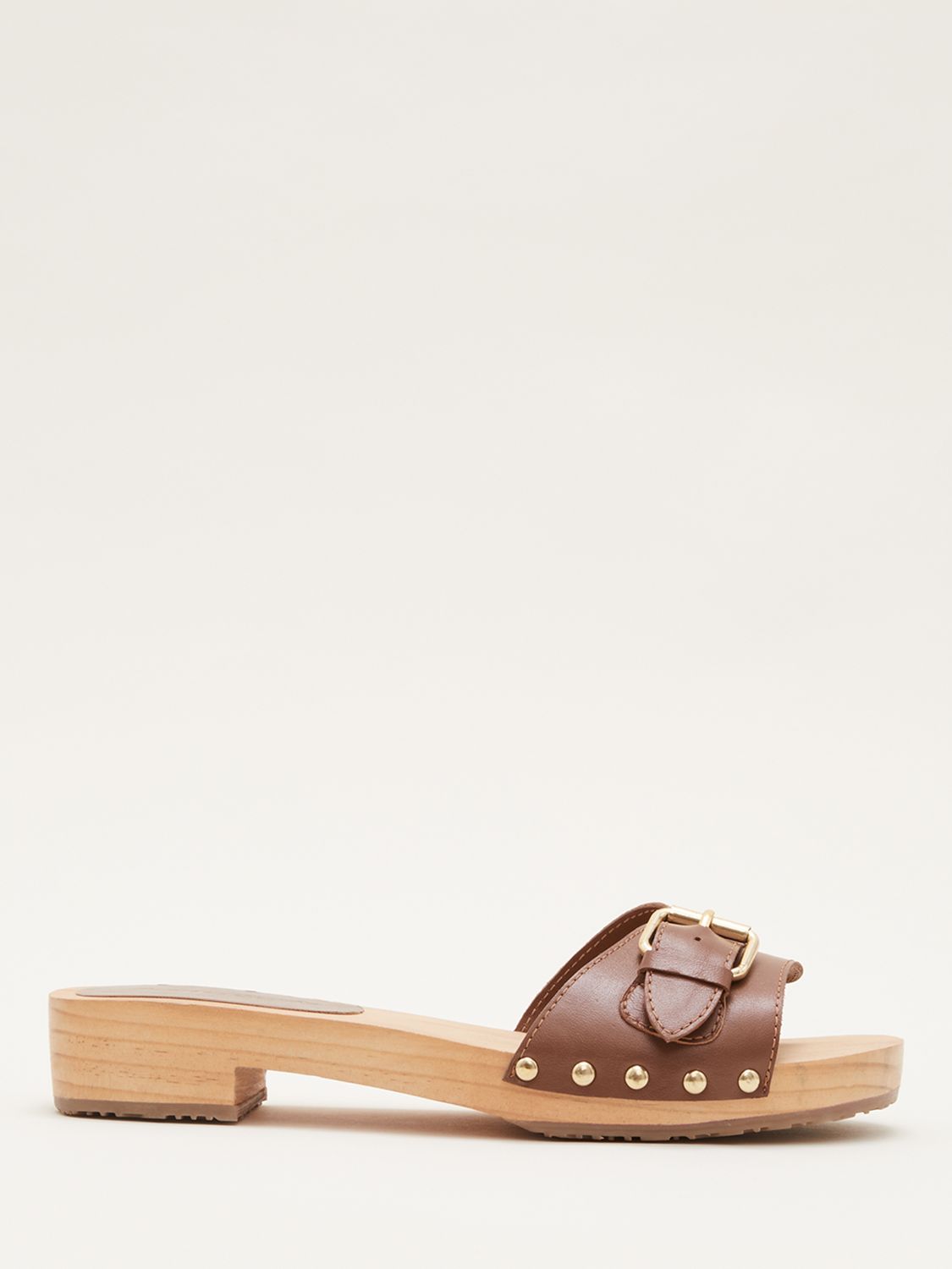 Phase Eight Buckle Front Clogs, Tan