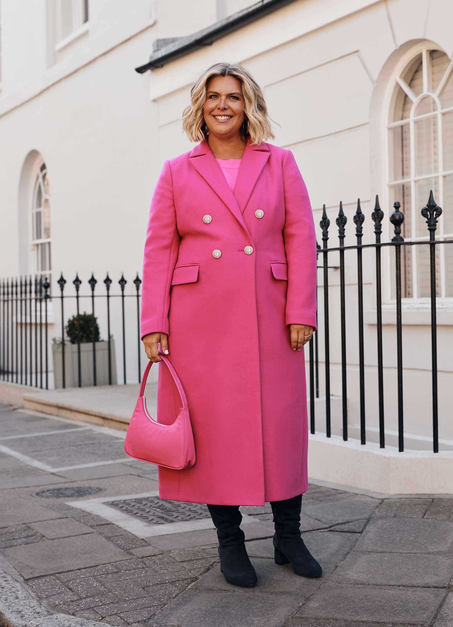 John Lewis + Erica Davies Italian Wool Blend Tuxedo Coat, Pink at John  Lewis & Partners