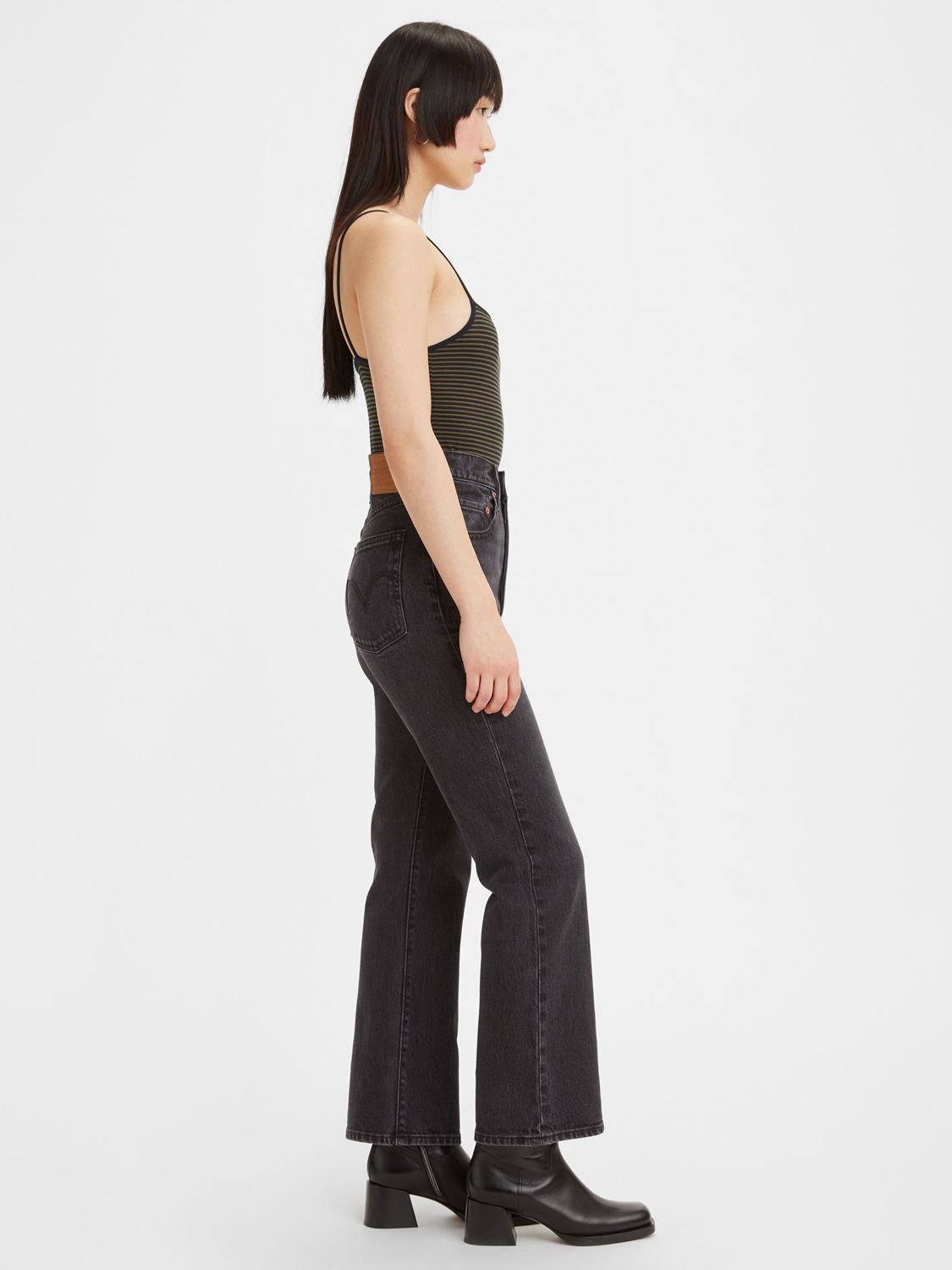 Levi's Ribcage Cropped Bootcut Jeans, Black Worn In